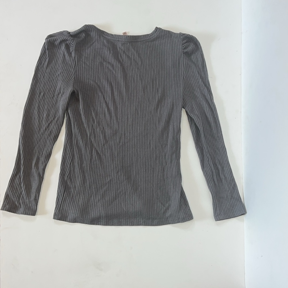 Gray Ribbed Long Sleeve Top - Picture 2 of 2